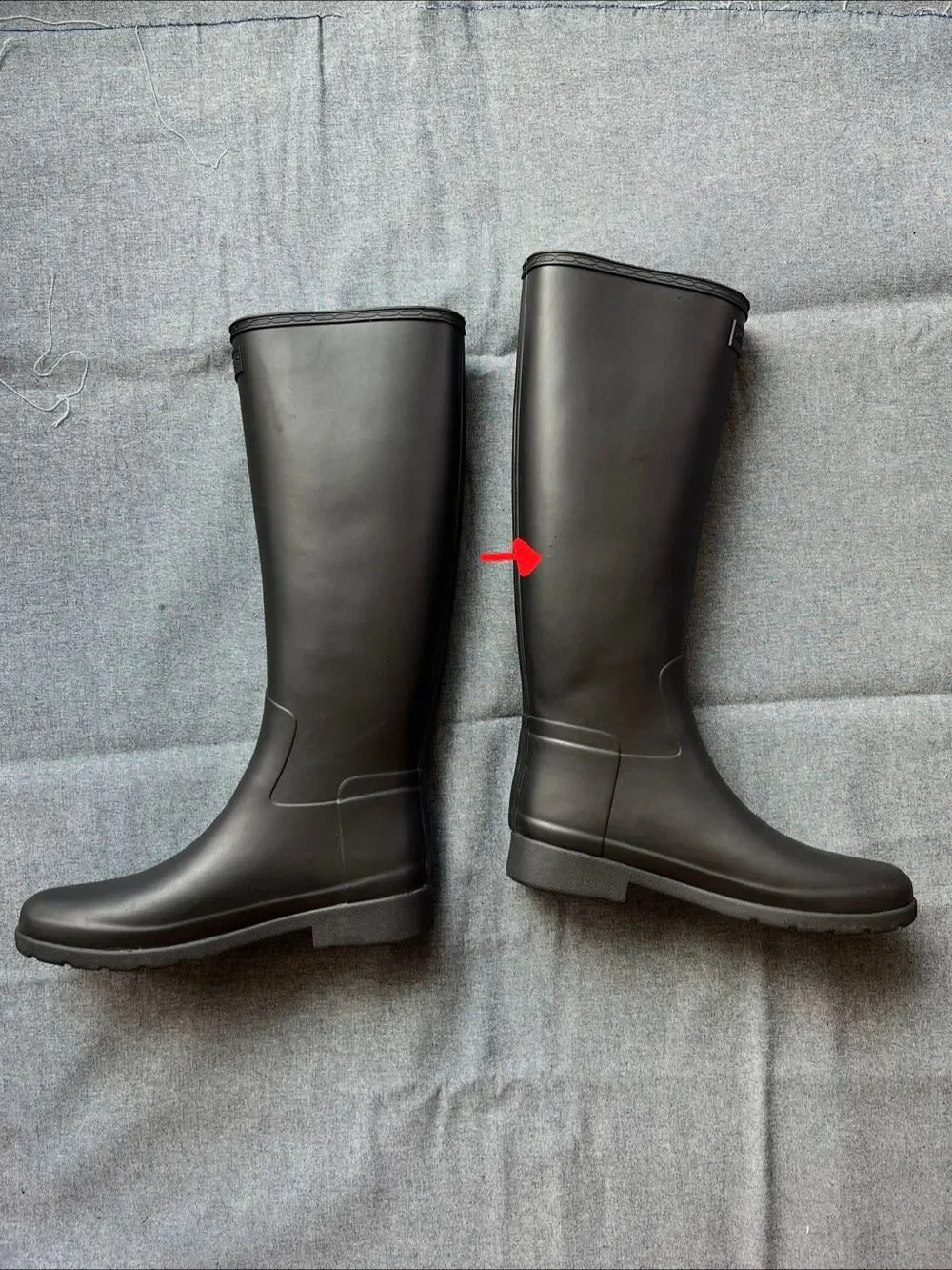 Hunter Refined Tall Rain Boots Womens 10 Waterproof Matte Rubber Black FSC